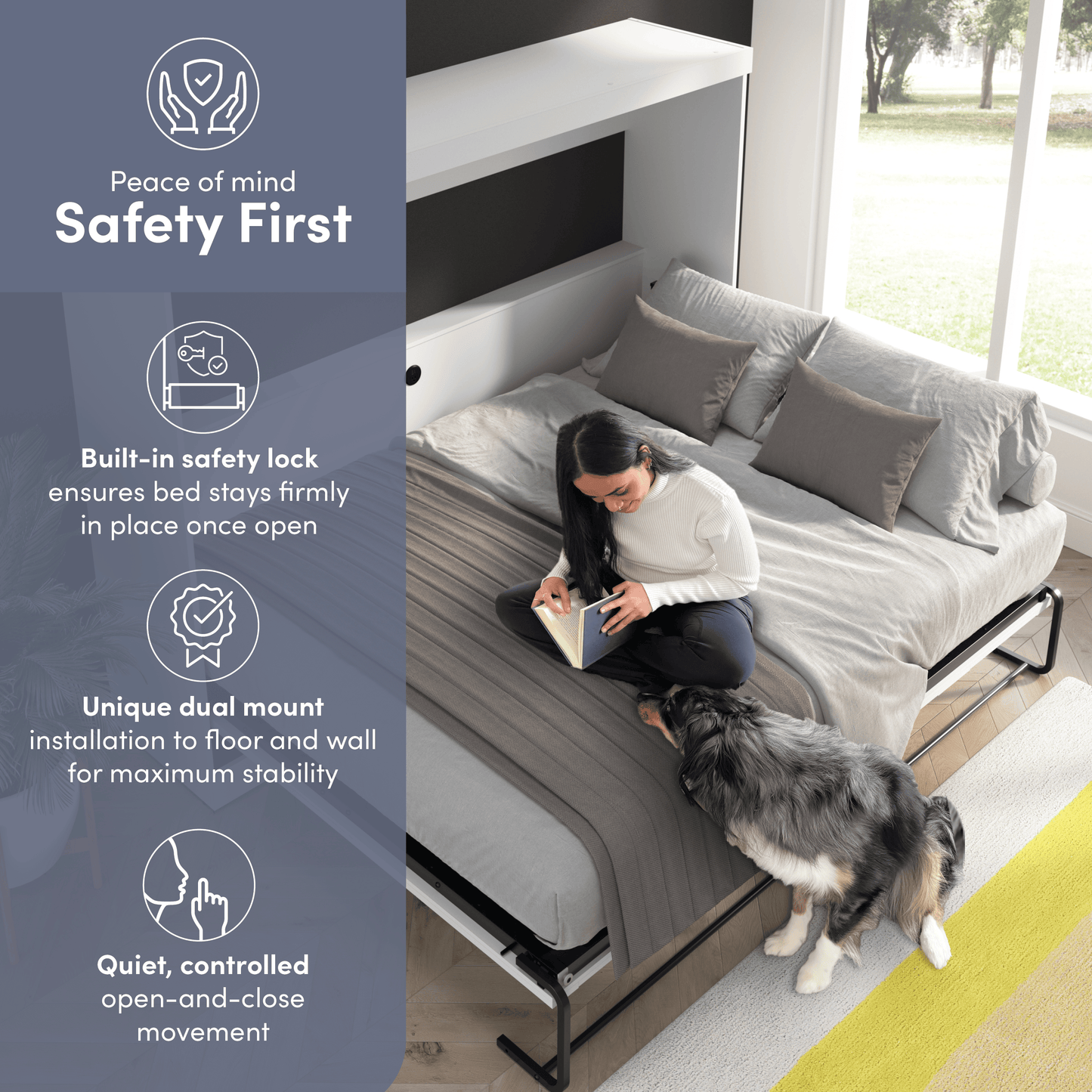Pending - Modubox Pur 80"W Full Horizontal Murphy Bed - Available in 2 Colours
