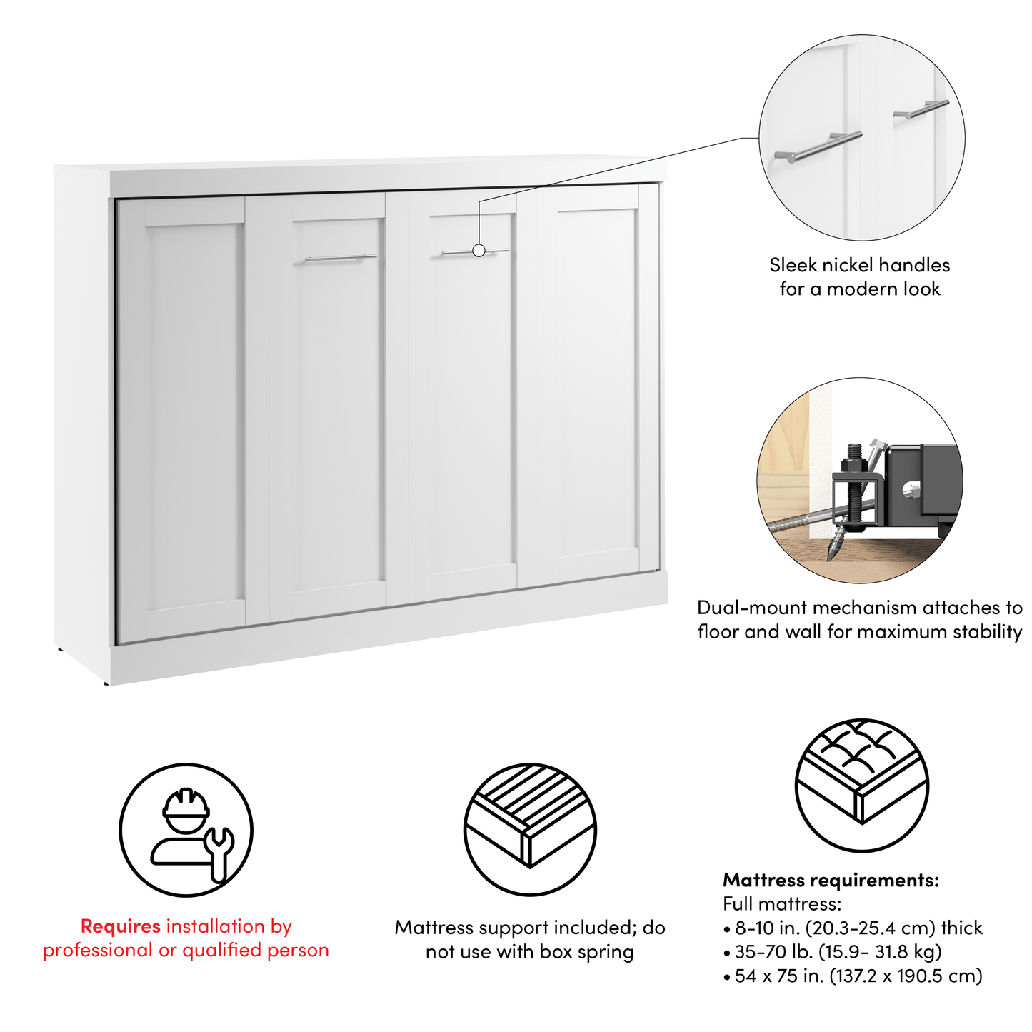 Pending - Modubox Pur 80"W Full Horizontal Murphy Bed - Available in 2 Colours