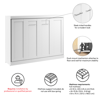 Pending - Modubox Pur 80"W Full Horizontal Murphy Bed - Available in 2 Colours
