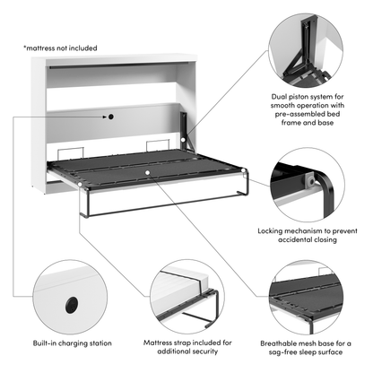 Pending - Modubox Pur 80"W Full Horizontal Murphy Bed - Available in 2 Colours