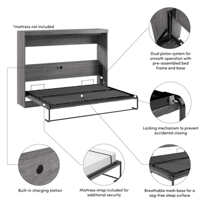 Pending - Modubox Pur 85"W Queen Horizontal Murphy Bed - Available in 2 Colours