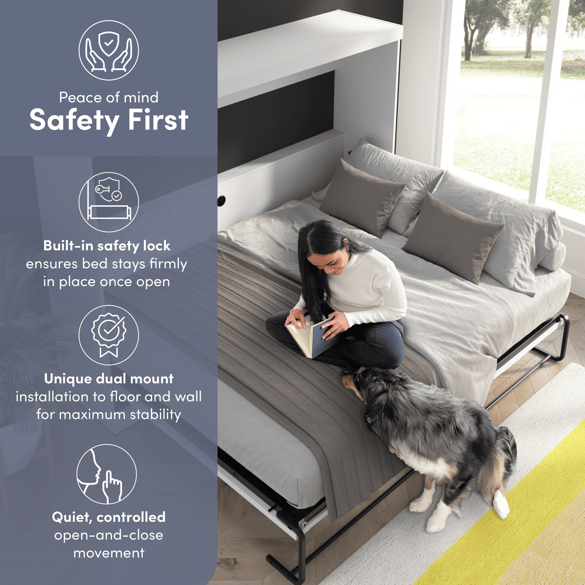 Pending - Modubox Pur 85"W Queen Horizontal Murphy Bed - Available in 2 Colours
