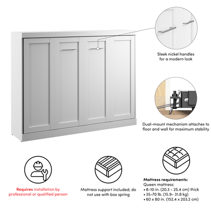 Pending - Modubox Pur 85"W Queen Horizontal Murphy Bed - Available in 2 Colours
