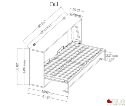 Pending - True Contemporary Heidi Grey Horizontal Murphy Wall Pull Down Bed - Available in 3 Sizes