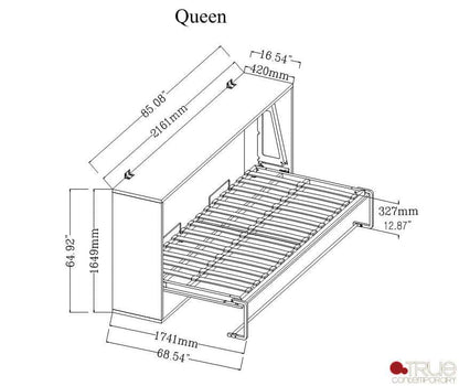Pending - True Contemporary Heidi White Horizontal Murphy Wall Pull Down Bed - Available in 3 Sizes