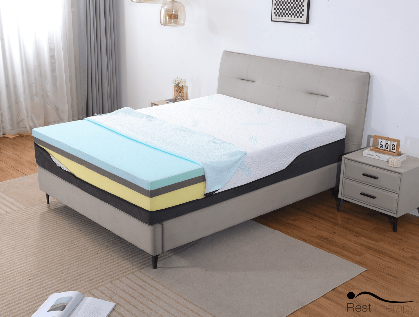 Rest Therapy Mattress 12 Inch Revive Ice Silk Cool Gel Memory Foam Mattress - Available in 4 Sizes