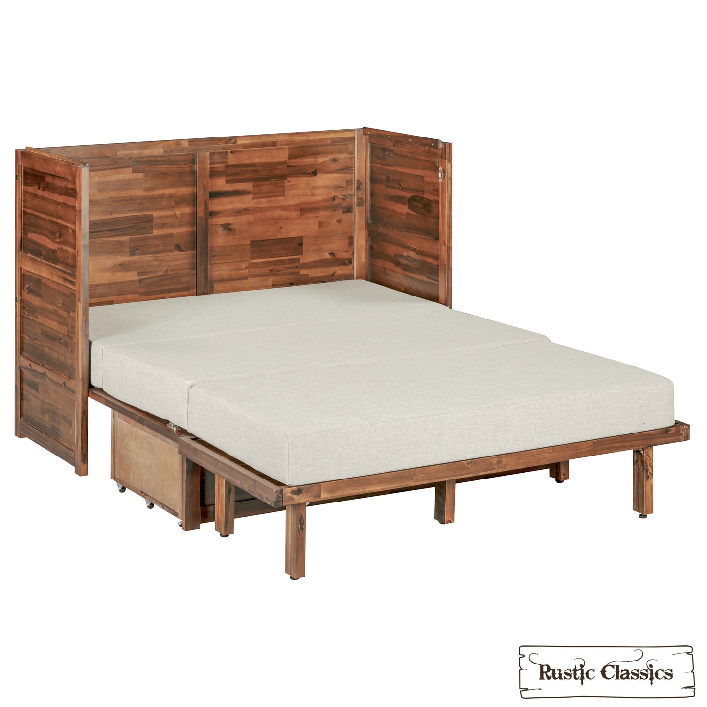 Stow Full Size Murphy Bed Cabinet with Gel Memory Foam Mattress - Available in 4 Colours