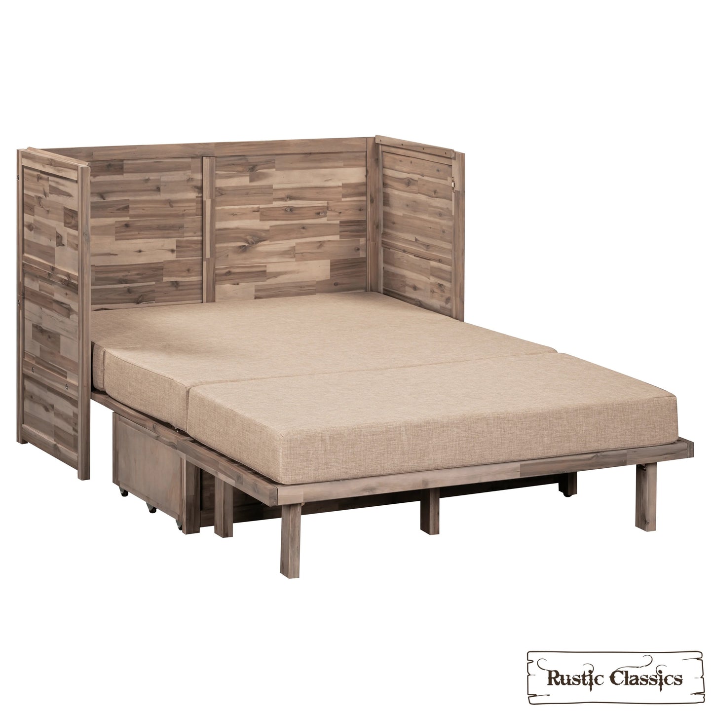 Stow Full Size Murphy Bed Cabinet with Gel Memory Foam Mattress - Available in 4 Colours