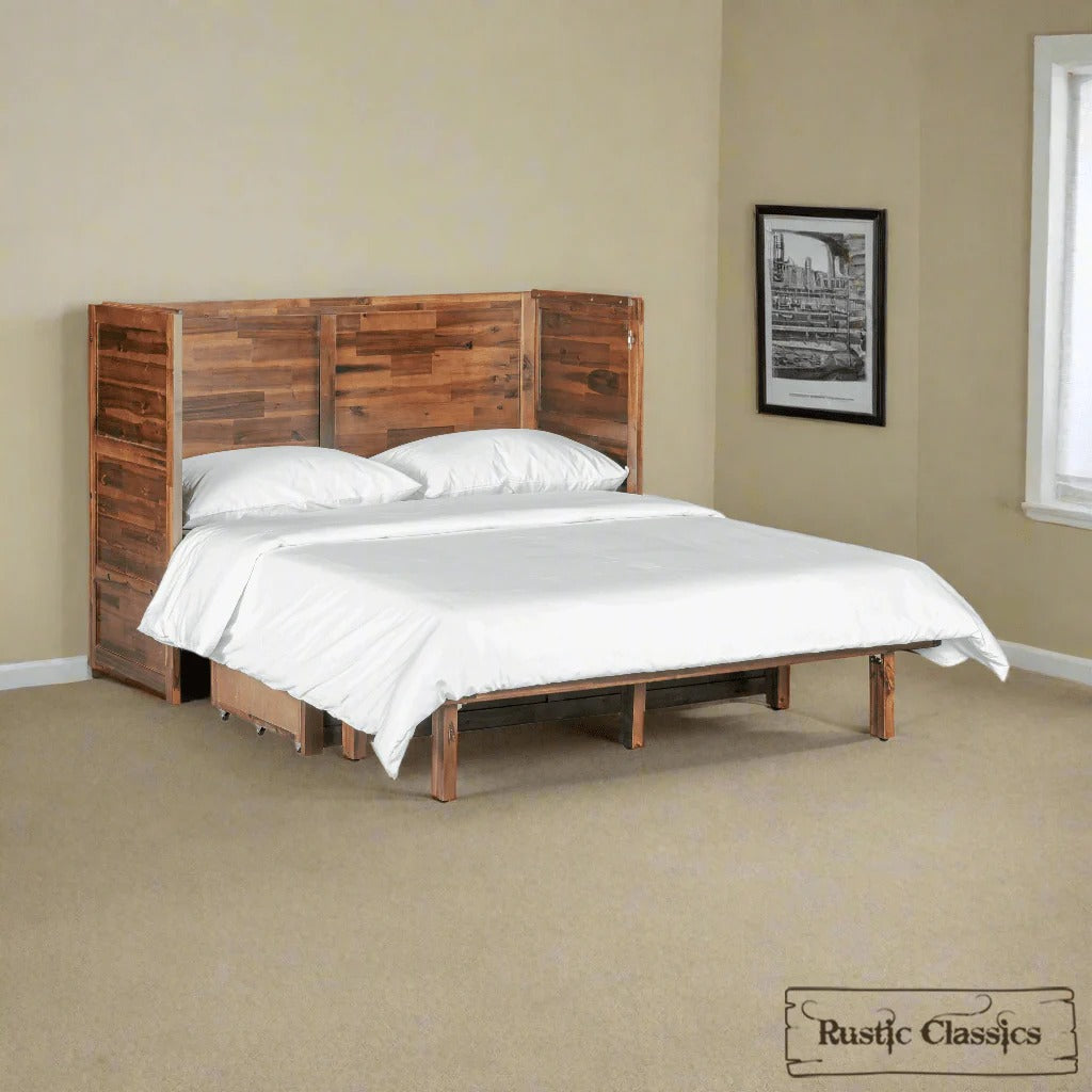 Stow Full Size Murphy Bed Cabinet with Gel Memory Foam Mattress - Available in 4 Colours