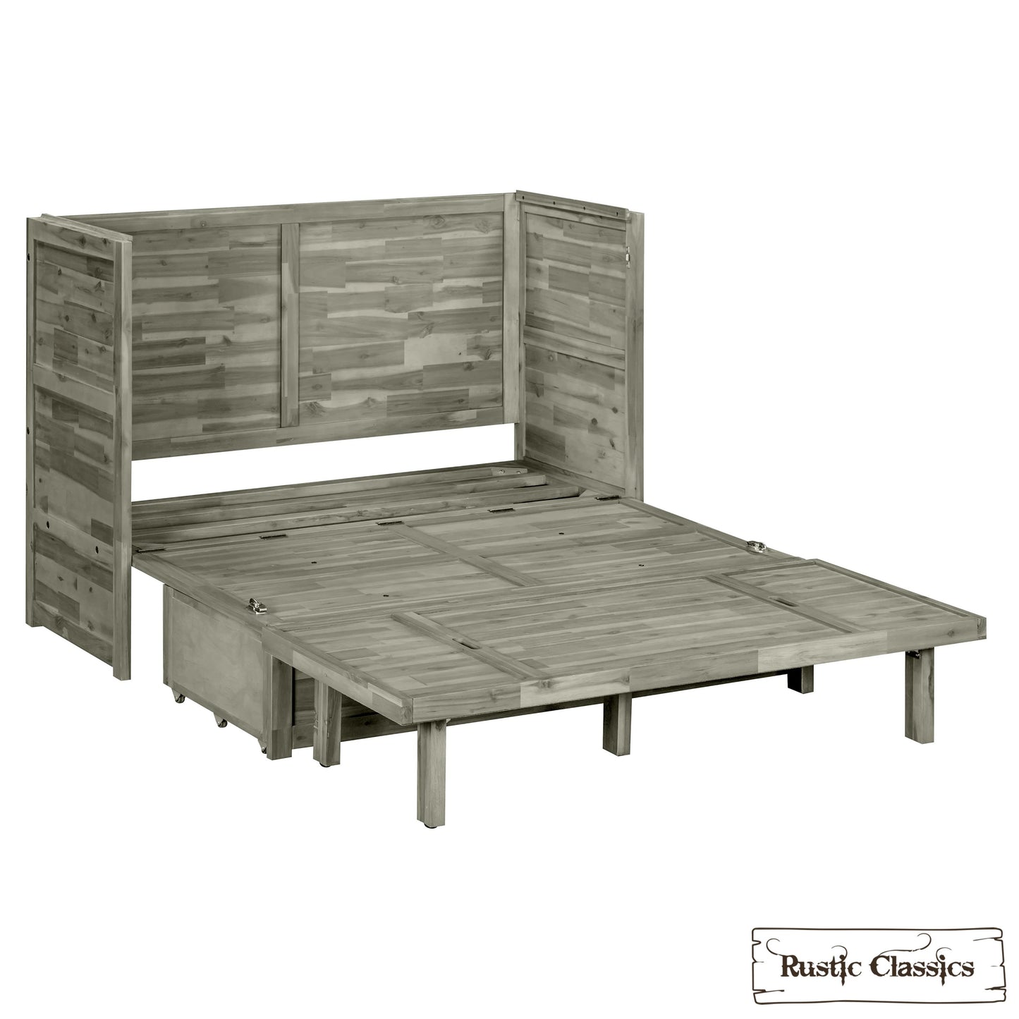 Stow Full Size Murphy Bed Cabinet with Gel Memory Foam Mattress - Available in 4 Colours