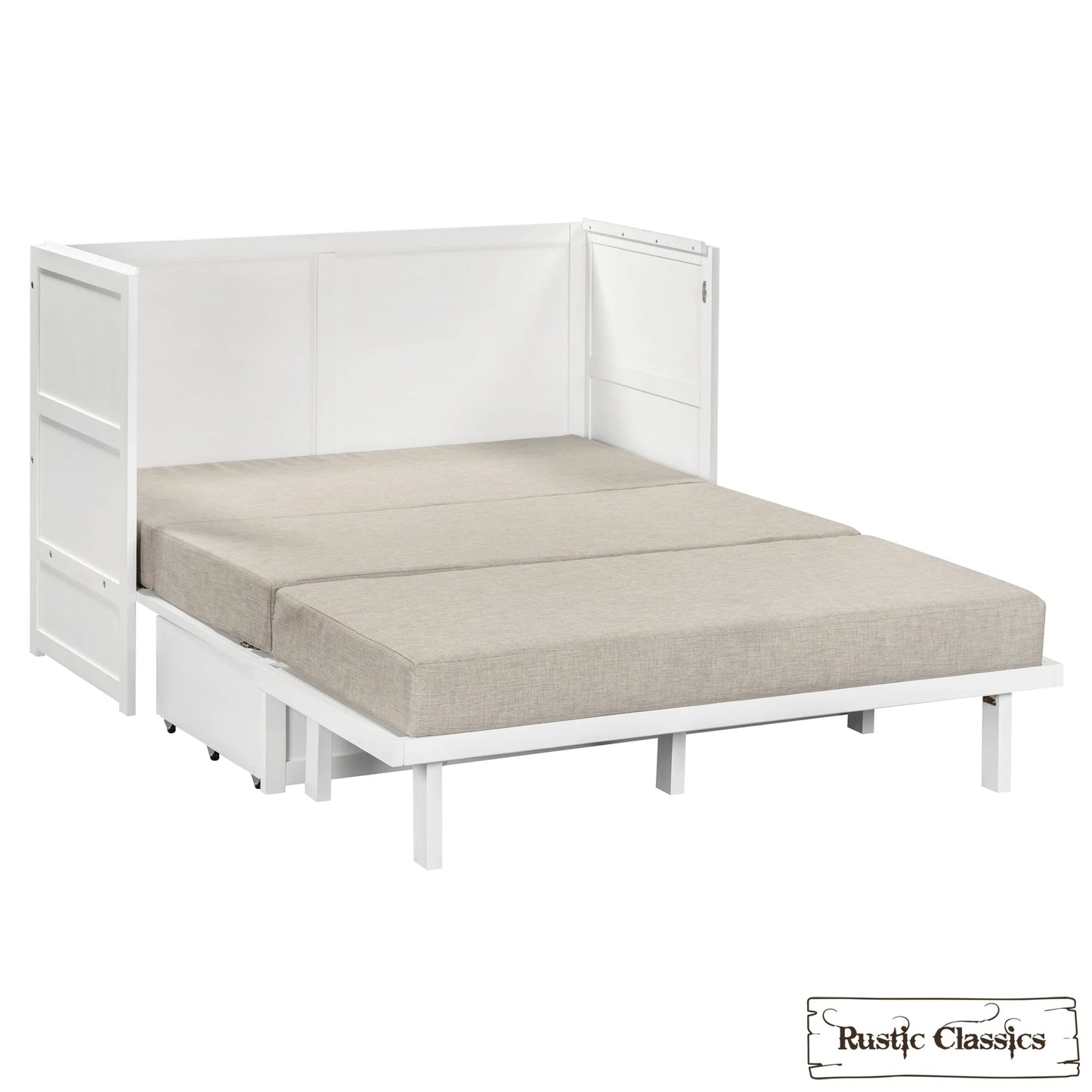 Stow Queen Size Murphy Bed Cabinet with Gel Memory Foam Mattress - Available in 4 Colours