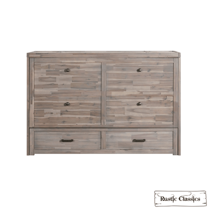 Rustic Classics Murphy Bed Stow Queen Size Murphy Bed Cabinet with Gel Memory Foam Mattress - Available in 4 Colours