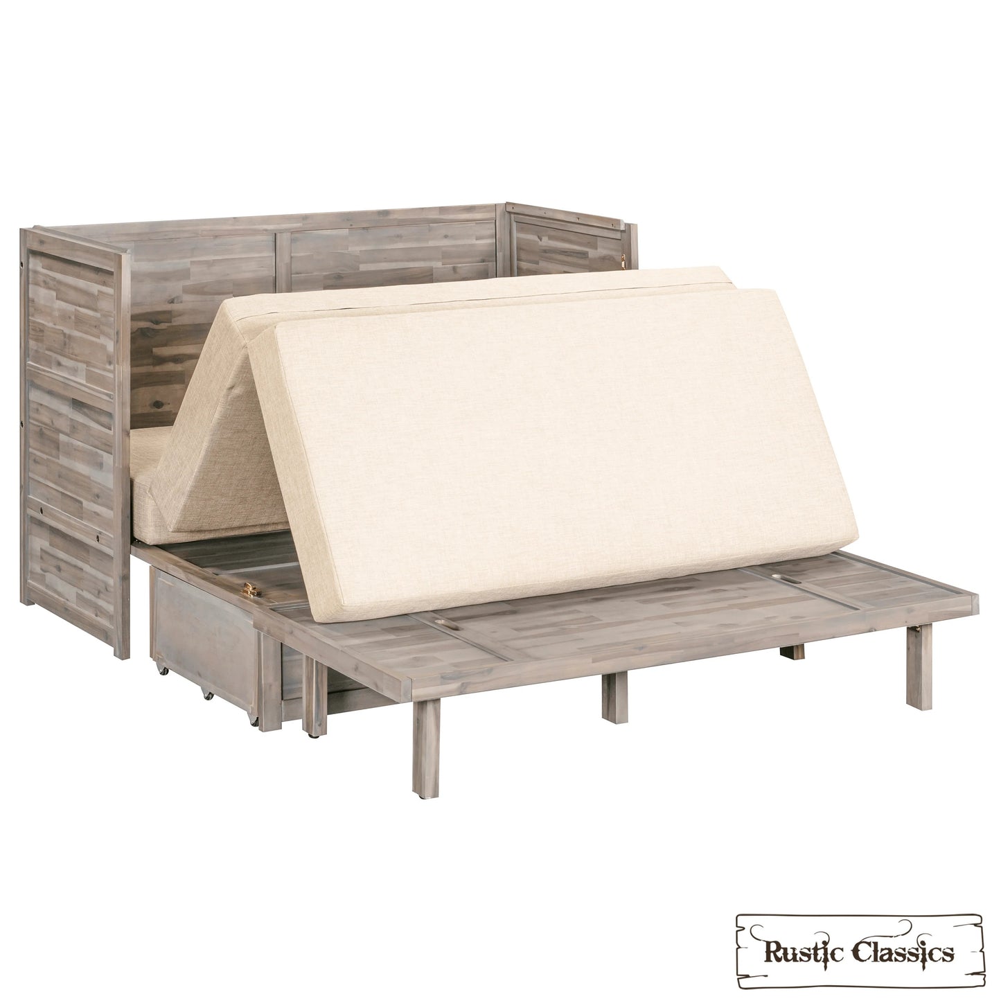 Stow Queen Size Murphy Bed Cabinet with Gel Memory Foam Mattress - Available in 4 Colours