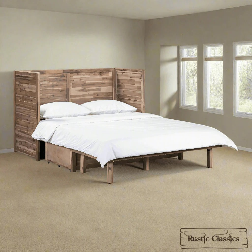Stow Queen Size Murphy Bed Cabinet with Gel Memory Foam Mattress - Available in 4 Colours