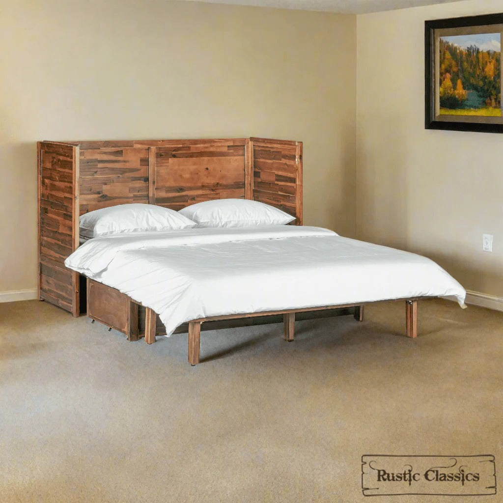 Stow Queen Size Murphy Bed Cabinet with Gel Memory Foam Mattress - Available in 4 Colours
