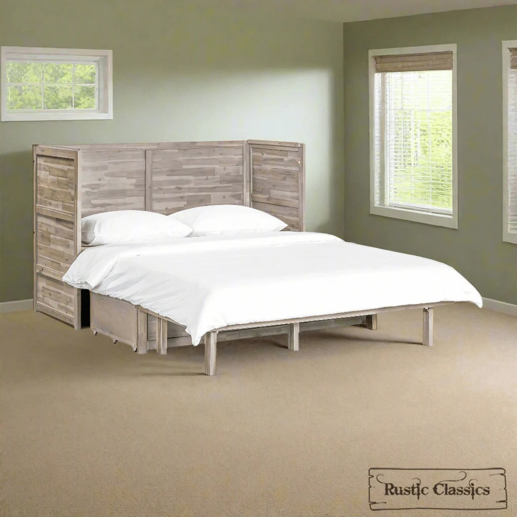 Stow Queen Size Murphy Bed Cabinet with Gel Memory Foam Mattress - Available in 4 Colours