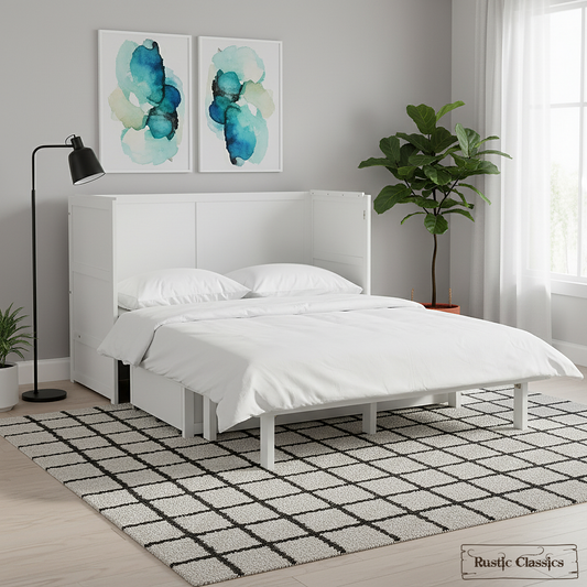 Stow Queen Size Murphy Bed Cabinet with Gel Memory Foam Mattress - Available in 4 Colours