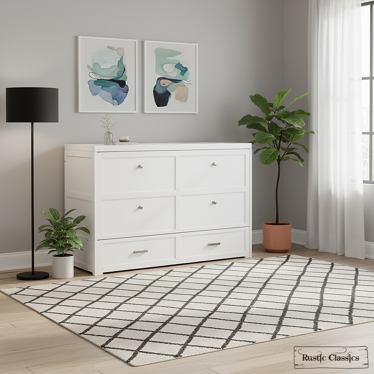 Stow Queen Size Murphy Bed Cabinet with Gel Memory Foam Mattress - Available in 4 Colours
