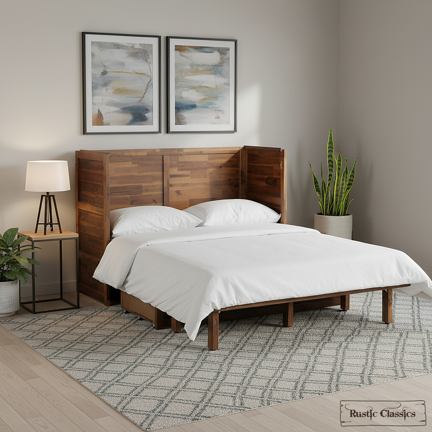Stow Full Size Murphy Bed Cabinet with Gel Memory Foam Mattress - Available in 4 Colours