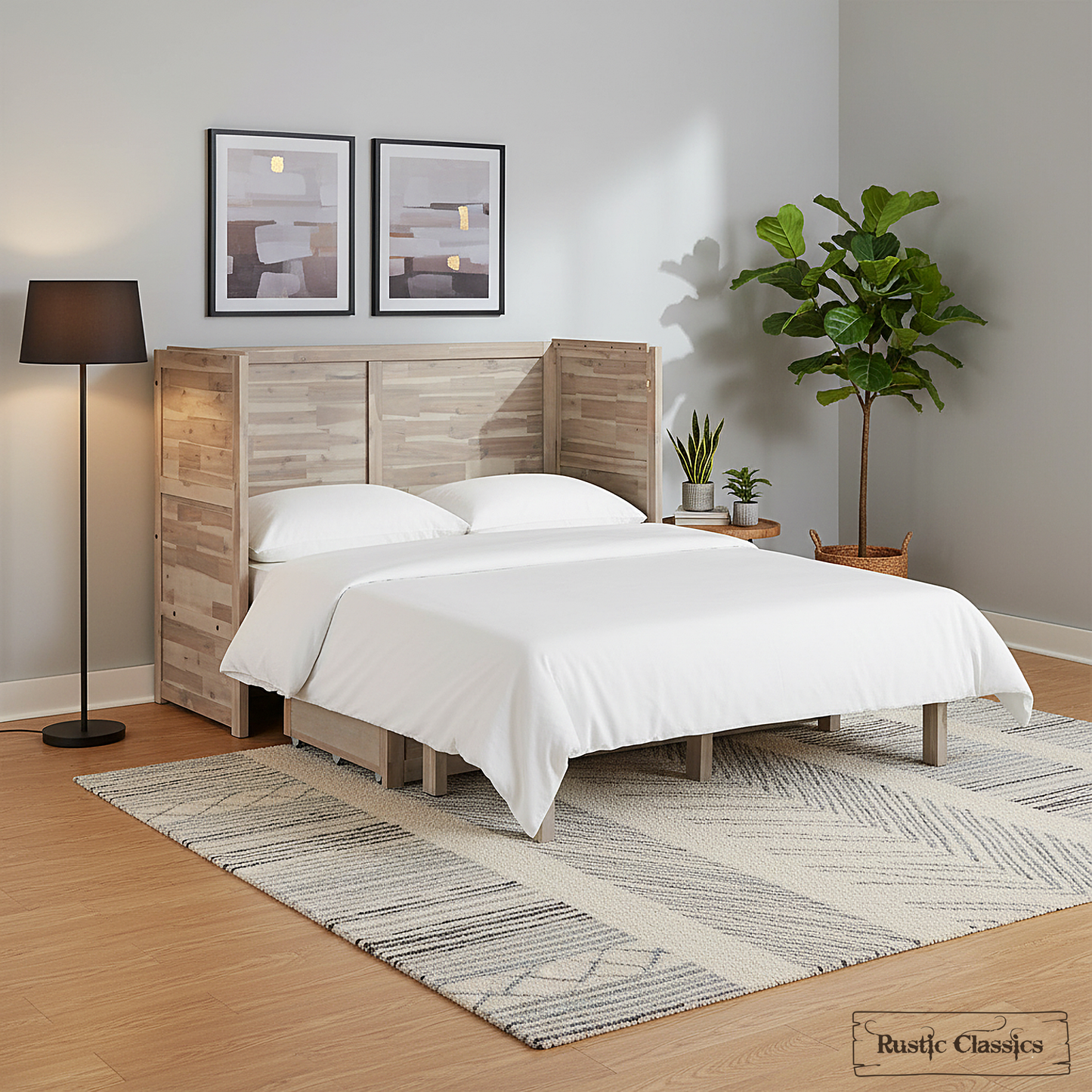 Stow Full Size Murphy Bed Cabinet with Gel Memory Foam Mattress - Available in 4 Colours