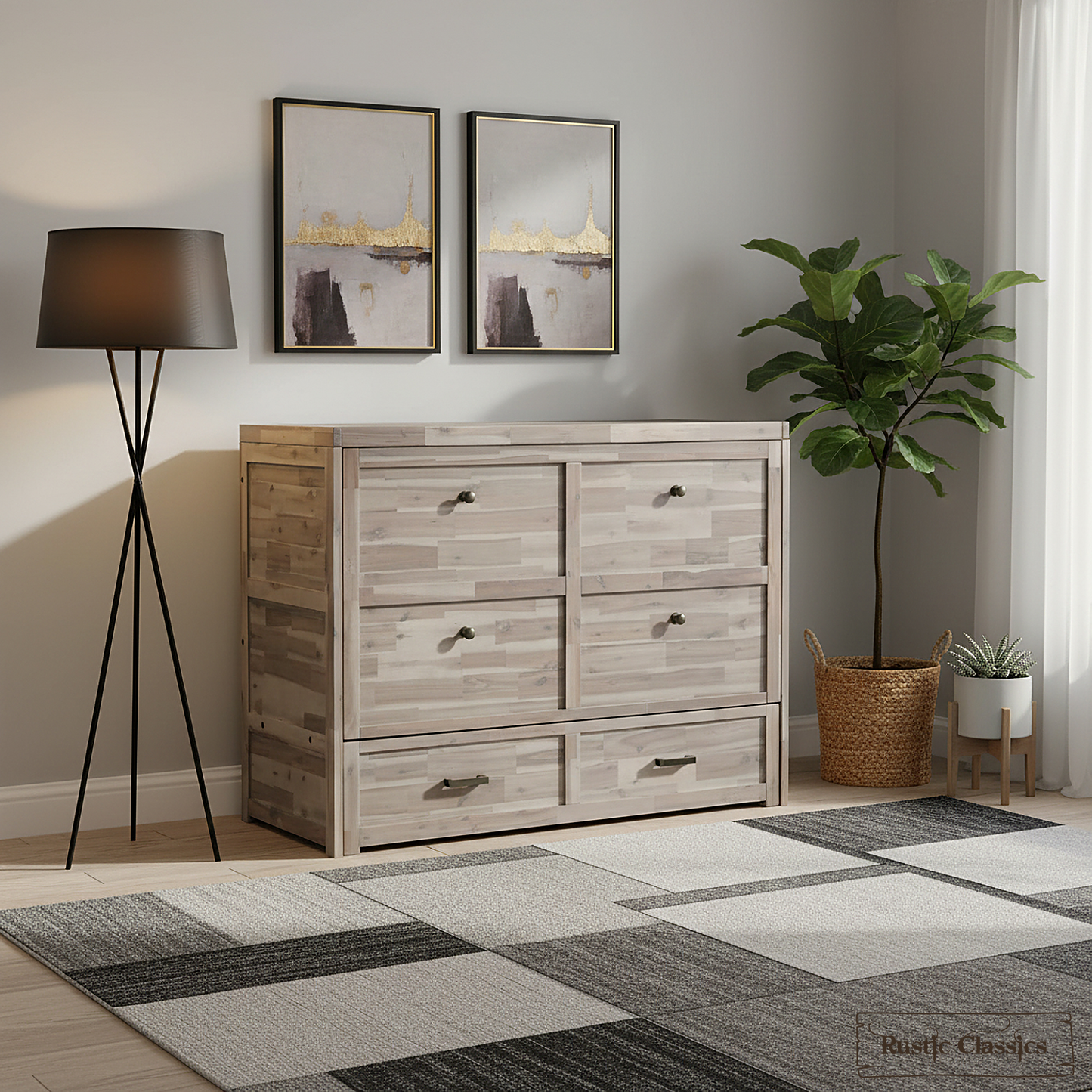Stow Full Size Murphy Bed Cabinet with Gel Memory Foam Mattress - Available in 4 Colours