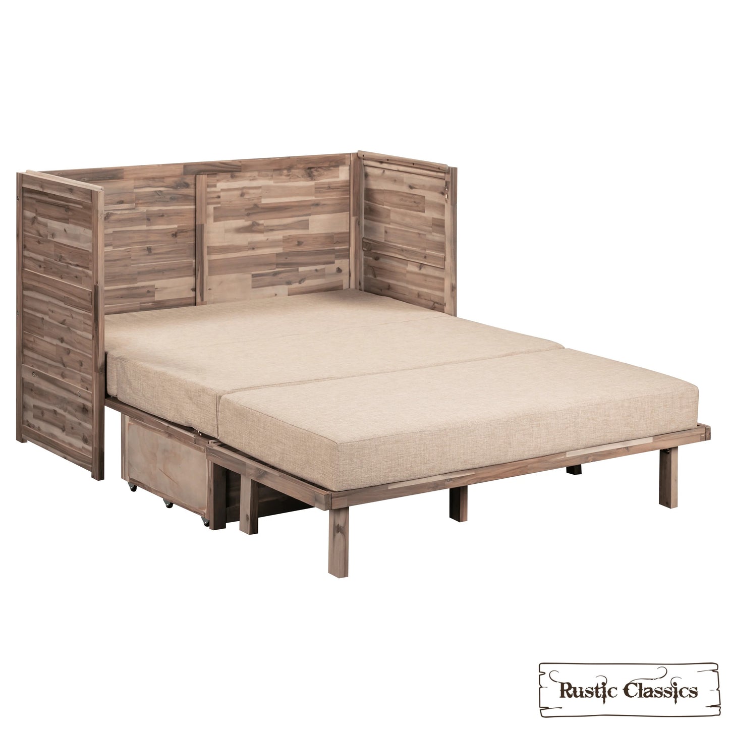 Stow Queen Size Murphy Bed Cabinet with Gel Memory Foam Mattress - Available in 4 Colours