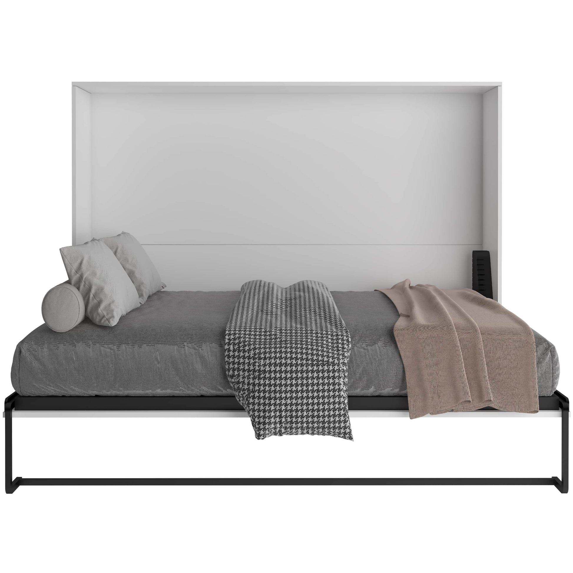 True Contemporary Heidi III White Horizontal Murphy Wall Pull Down Bed with Mattress, image 5