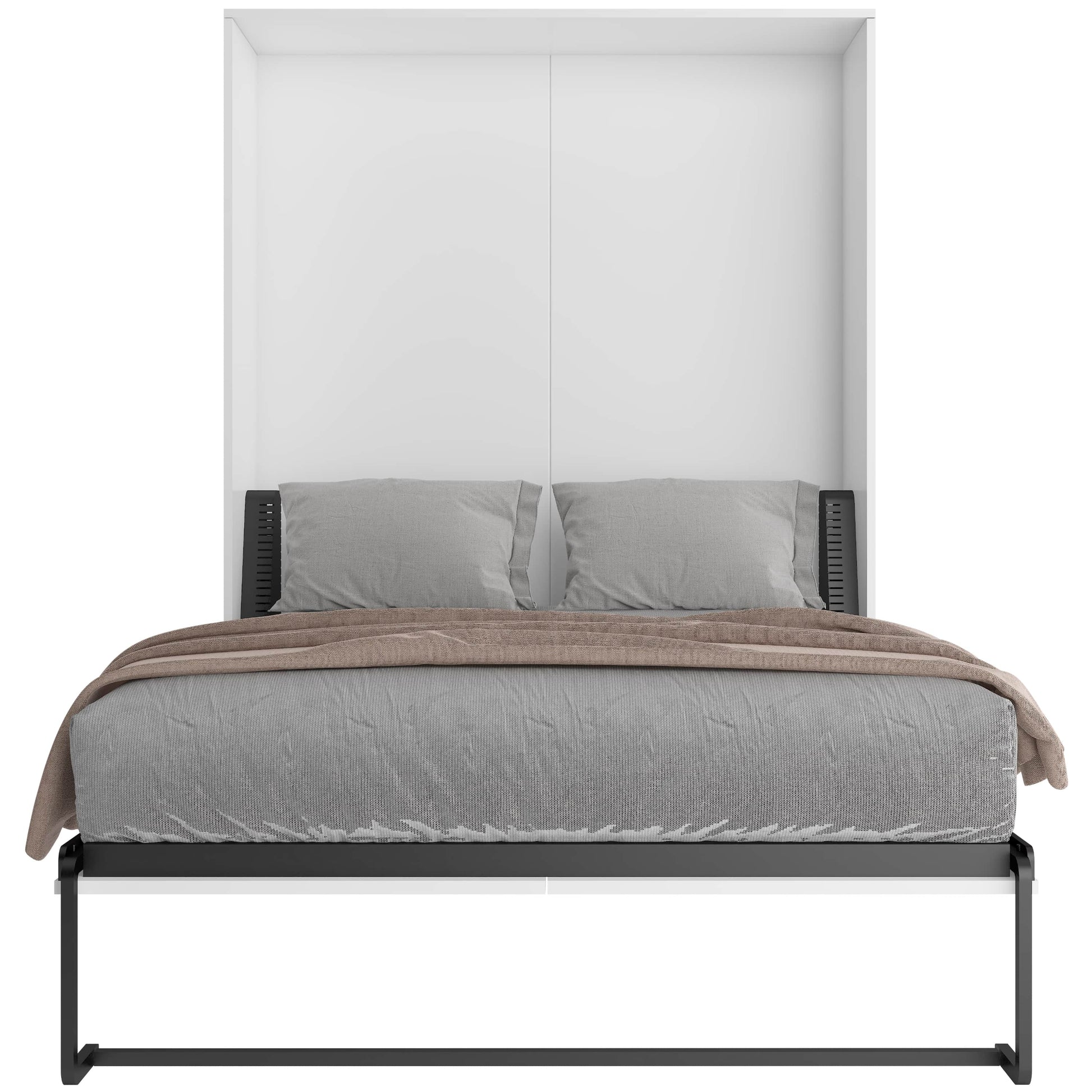 True Contemporary Wallie II White Vertical Murphy Wall Pull Down Bed with Mattress, image 5