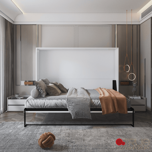 True Contemporary Heidi III White Horizontal Murphy Wall Pull Down Bed with Mattress, image 1