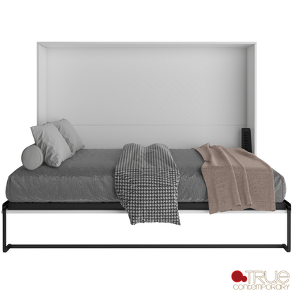 True Contemporary Murphy Wall Bed Heidi III White Horizontal Murphy Wall Pull Down Bed - Available in 3 Sizes