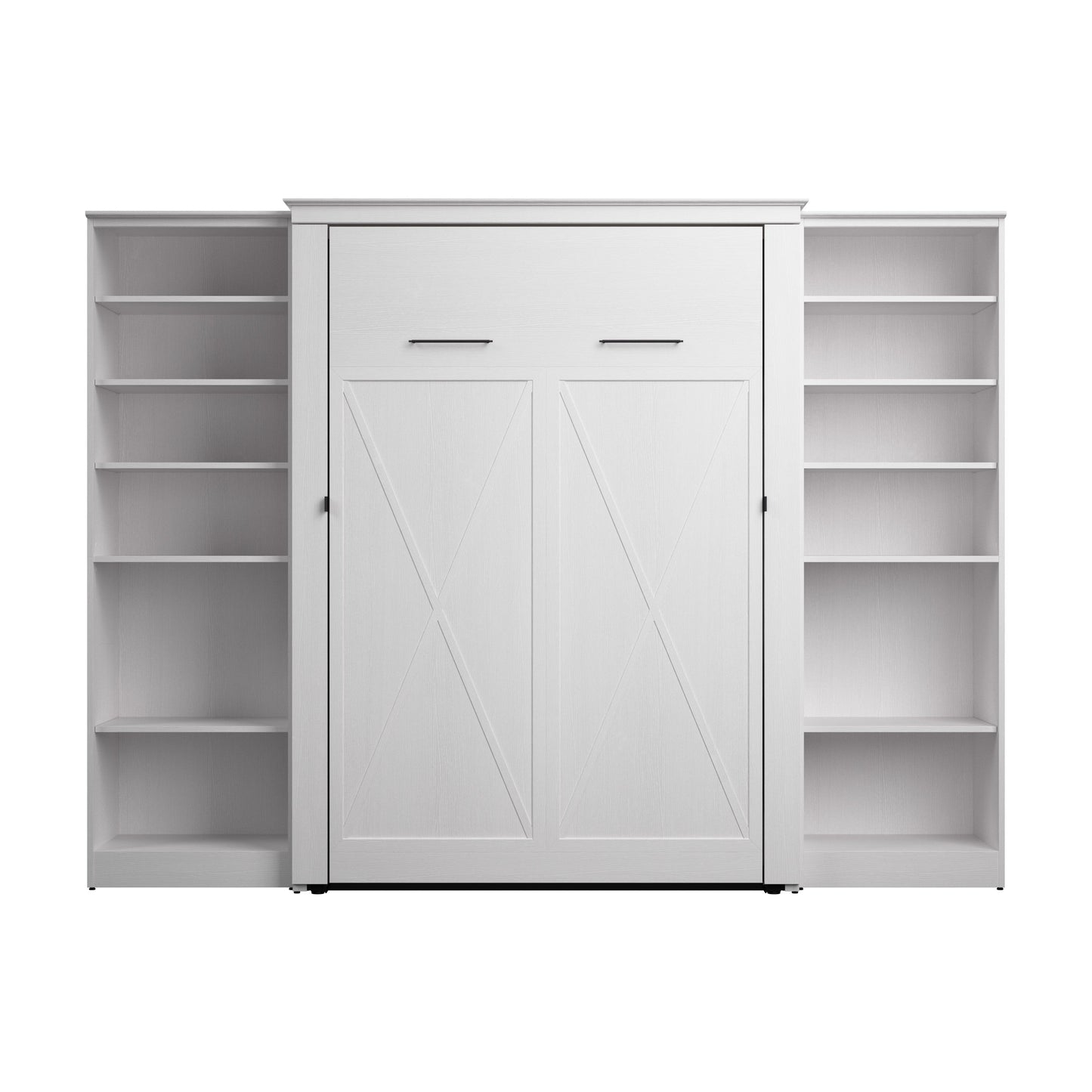 Modubox Key West 111W Full Murphy Bed with Closet Organizers (113W) in Pure White Oak