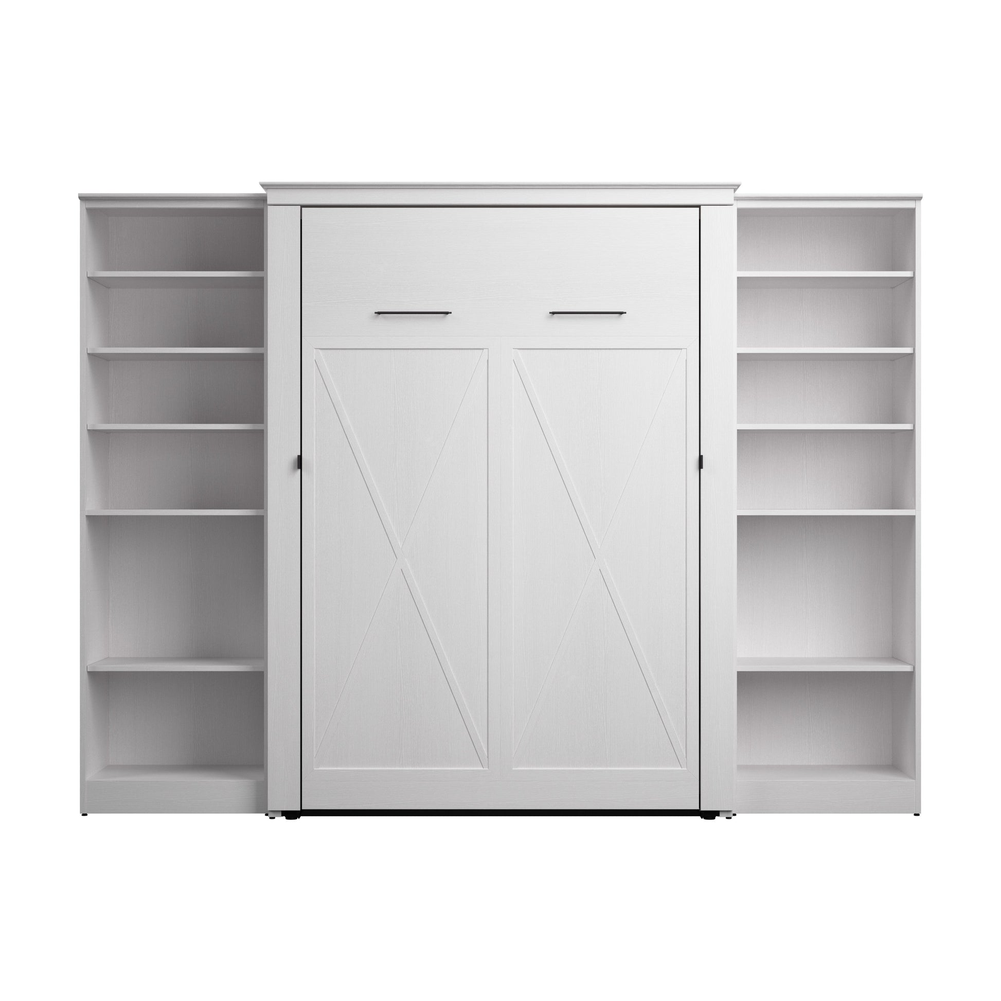 Modubox Key West 111W Full Murphy Bed with Closet Organizers (113W) in Pure White Oak