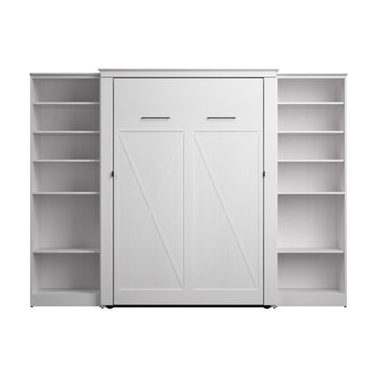 Modubox Key West 111W Full Murphy Bed with Closet Organizers (113W) in Pure White Oak